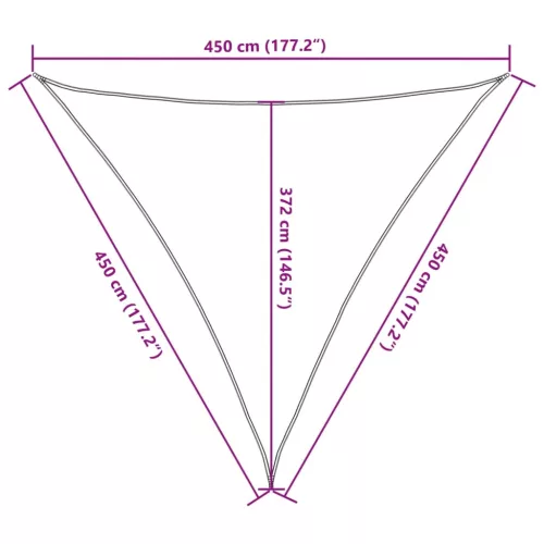  szürke 100% poliészter oxford szövet napvitorla 4,5x4,5x4,5 m