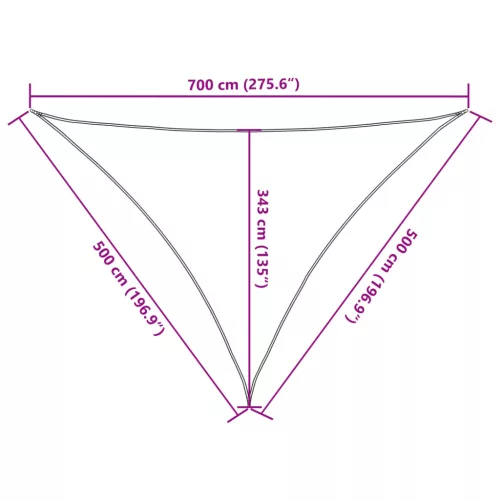  bézs 100% poliészter oxford szövet napvitorla 7x5x5 m