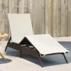 barna polyrattan napozóágy párnával