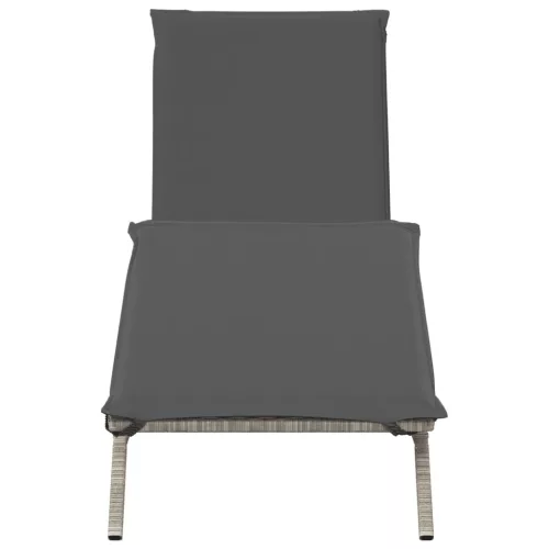  világosszürke polyrattan napozóágy párnával