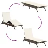  2 db barna polyrattan napozóágy asztallal