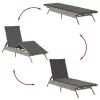  2 db világosszürke polyrattan napozóágy asztallal