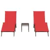  2 db barna polyrattan napozóágy asztallal