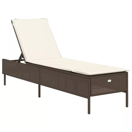  barna polyrattan napozóágy párnával