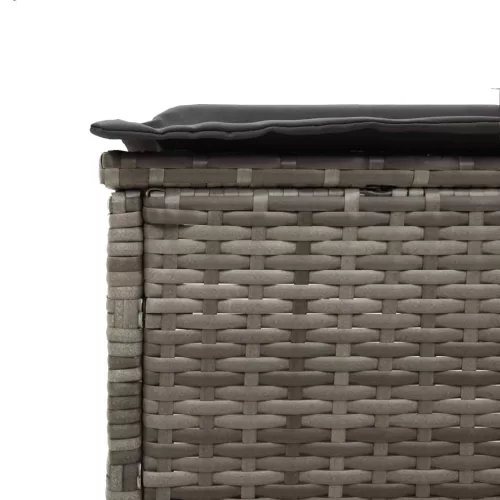  szürke polyrattan napozóágy párnával