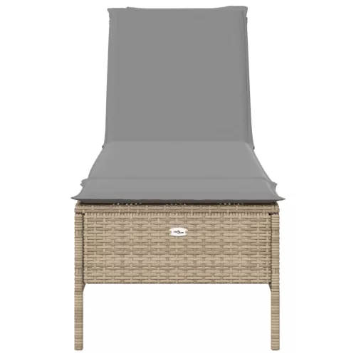  bézs polyrattan napozóágy párnával