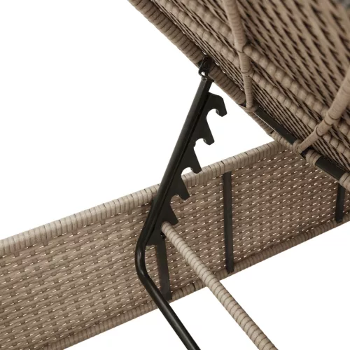  bézs polyrattan napozóágy párnával