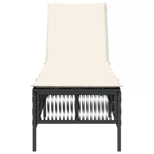  fekete polyrattan napozóágy párnával