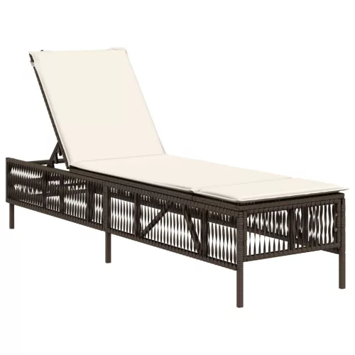  barna polyrattan napozóágy párnával