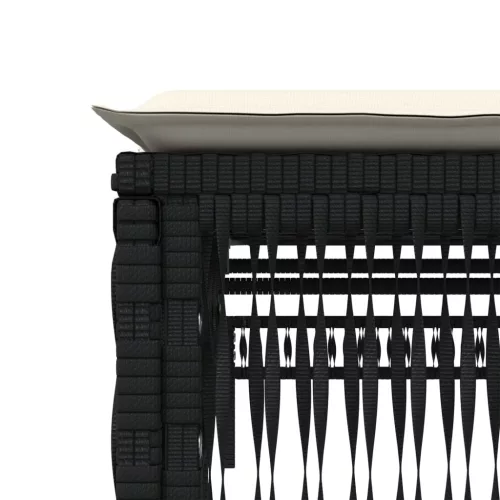  2 db fekete polyrattan napozóágy asztallal