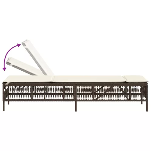  2 db barna polyrattan napozóágy asztallal