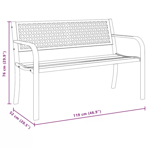  fekete acél kerti pad 119 cm