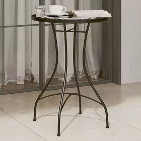    fekete és fehér kerámia mozaikmintás bisztróasztal Ø50 x 70 cm