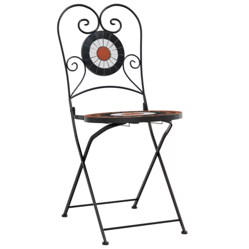  2 db összecsukható terrakotta és fehér kerámia bisztrószék