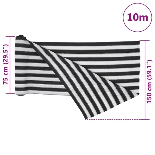  antracitszürke és fehér HDPE belátásgátló háló 1,5x10 m 75 g/m²