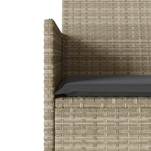  szürke polirattan 2 személyes kerti kanapé asztallal, párnákkal