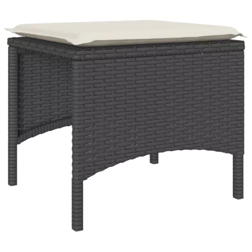  2 személyes fekete polyrattan kerti kanapé asztallal/székkel