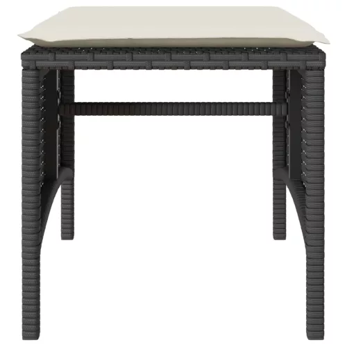  2 személyes fekete polyrattan kerti kanapé asztallal/székkel