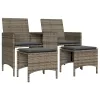  2 személyes szürke polyrattan kerti kanapé asztallal/székkel