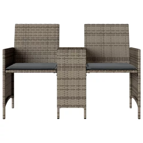  2 személyes szürke polyrattan kerti kanapé asztallal/székkel