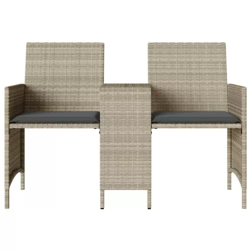  2 személyes szürke polyrattan kerti kanapé asztallal/székkel