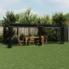  antracitszürke acél pavilon hálós oldalakkal 6 x 3 m