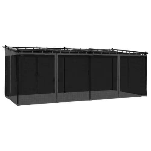  antracitszürke acél pavilon hálós oldalakkal 6 x 3 m