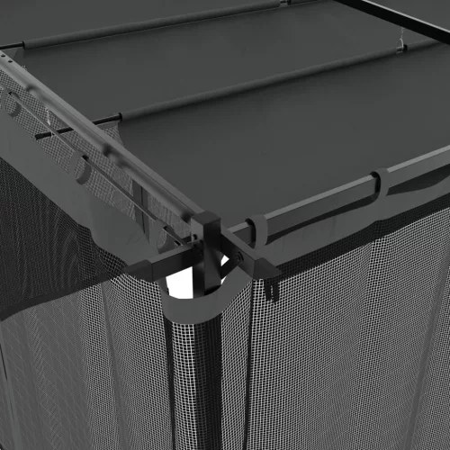  antracitszürke acél pavilon hálós oldalakkal 6 x 3 m