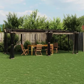  tópszínű acél pavilon hálós oldalakkal 6 x 3 m
