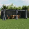  antracitszürke acél pavilon függönyökkel 6 x 3 m