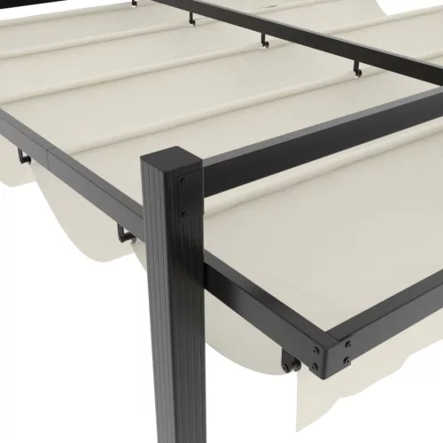  krémszínű alumínium kerti pavilon behúzható tetővel 3 x 3 m