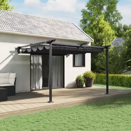  Fali Felszerelésű Pavilon Antracitszürke 3 x 3 m Acél