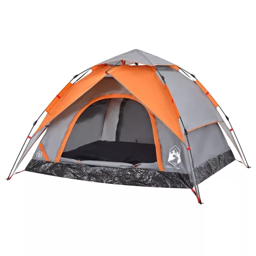 3 személyes szürke és narancs kupola alakú felugró kempingsátor