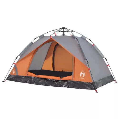  3 személyes szürke és narancs kupola alakú felugró kempingsátor