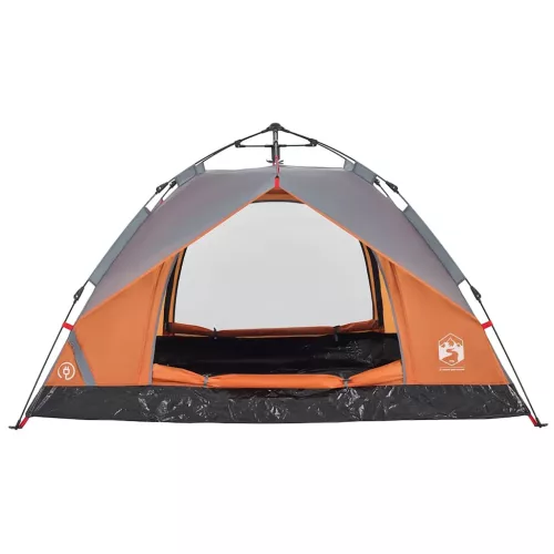  3 személyes szürke és narancs kupola alakú felugró kempingsátor