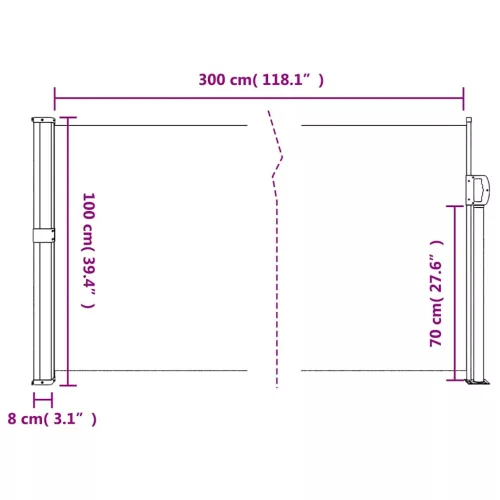  antracitszürke behúzható oldalsó napellenző 100 x 300 cm