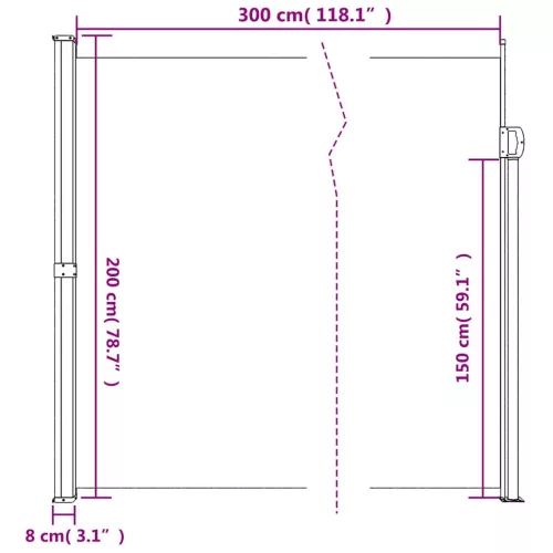  bézs behúzható oldalsó napellenző 200 x 300 cm