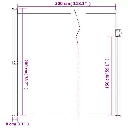  antracitszürke behúzható oldalsó napellenző 200 x 300 cm