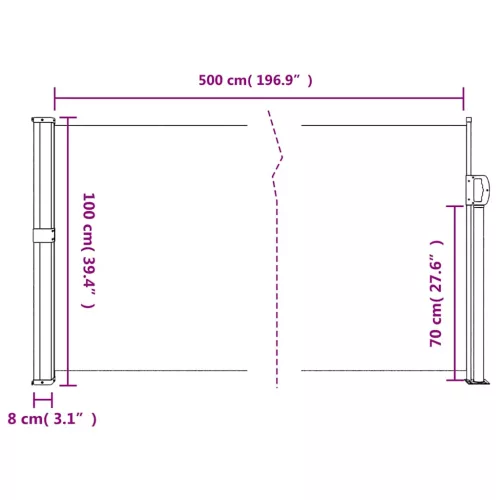  antracitszürke behúzható oldalsó napellenző 100 x 500 cm