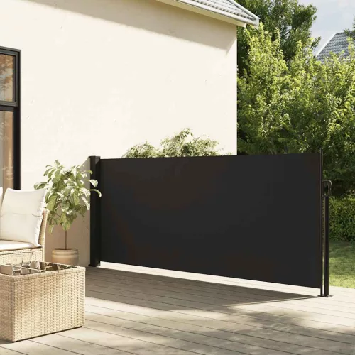 fekete behúzható oldalsó napellenző 120 x 500 cm