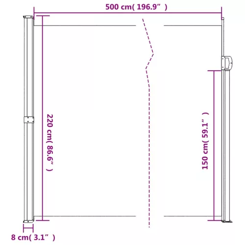  bézs behúzható oldalsó napellenző 220 x 500 cm
