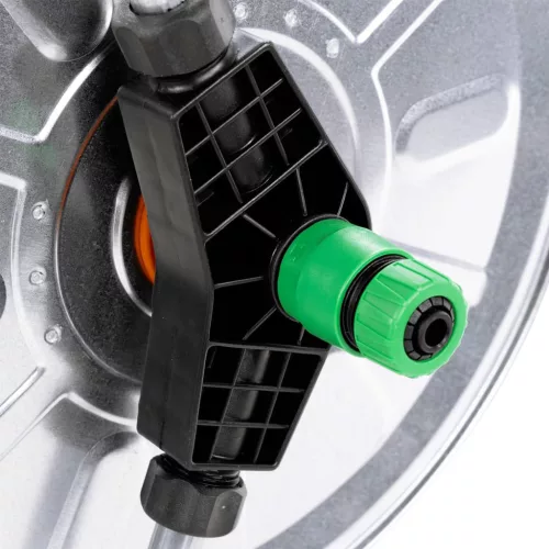  acél kerekes tömlődob 50 m 1/2-es vagy 35 m 3/4"-es tömlőhöz"