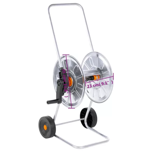  acél kerekes tömlődob 50 m 1/2-es vagy 35 m 3/4"-es tömlőhöz"