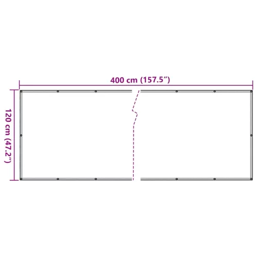  fehér PVC belátás elleni erkélyparaván 400x120 cm