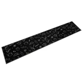    fekete reggeli mintás mosható bársony konyhaszőnyeg 60x300 cm