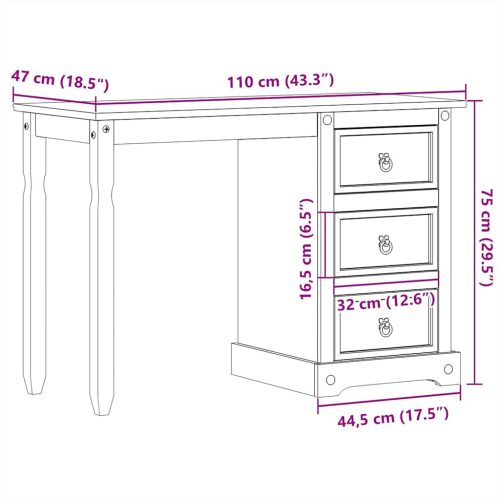 Corona tömör fenyőfa fésülködőasztal 110x47x75 cm