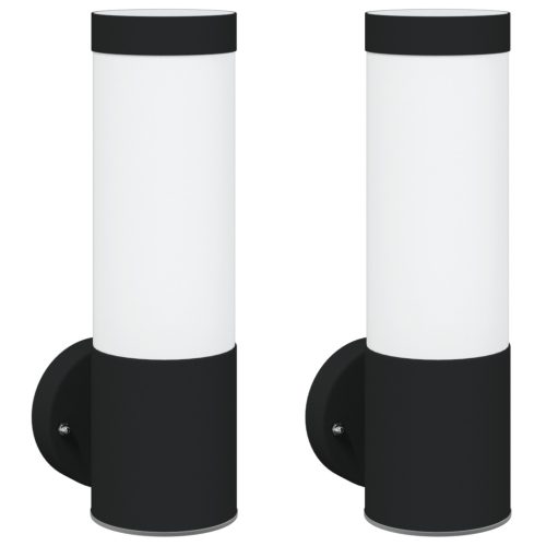  Kültéri Falilámpák 2 db Fekete Rozsdamentes Acél IP44