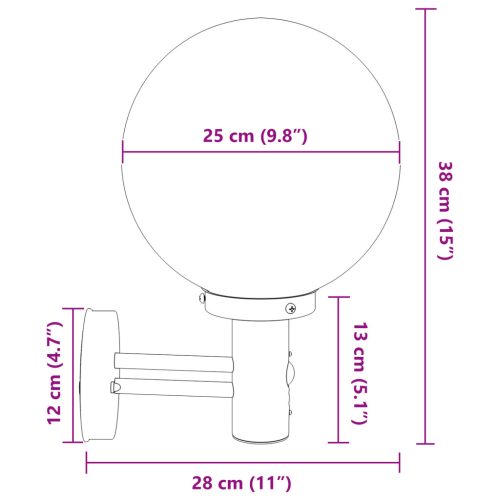  kültéri fali lámpa mozgásérzékelő fekete rozsdamentes acél IP44