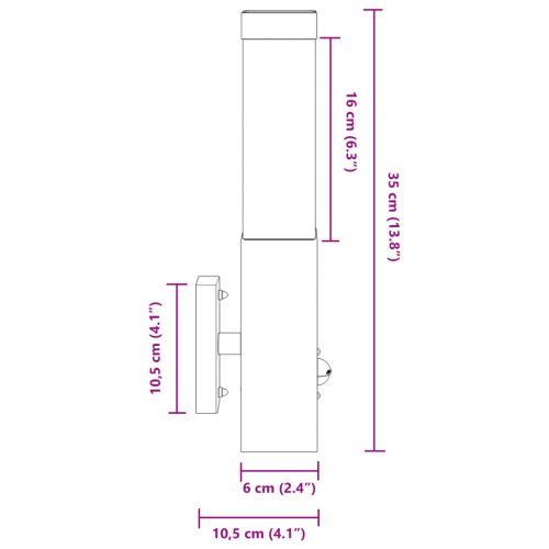  kültéri fali lámpa mozgásérzékelővel ezüst rozsdamentes acél IP44