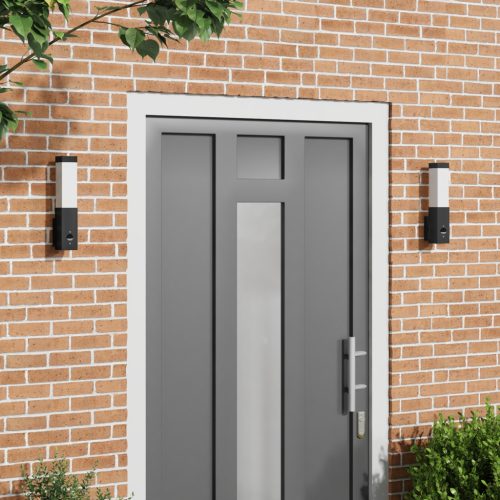  kültéri falilámpák beépített érzékelővel 2 db fekete rozsdamentes acél IP44